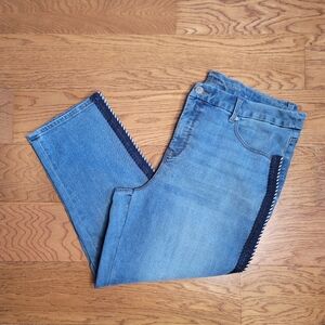 Chico's Denim Jeans with Navy Side Stripe Size 14